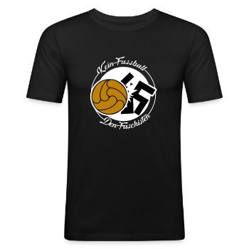 Kein Fussball den Faschisten - Männer Slim Fit T-Shirt - Schwarz - Vorne - Nik (191cm)