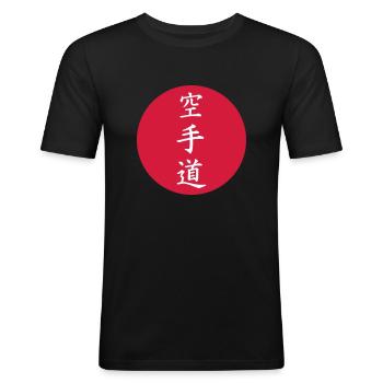 Karate - Männer Slim Fit T-Shirt - Schwarz - Vorne - Nik (191cm)