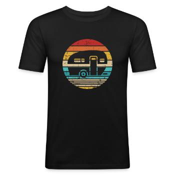 Wohnwagen - Männer Slim Fit T-Shirt - Schwarz - Vorne - Nik (191cm)