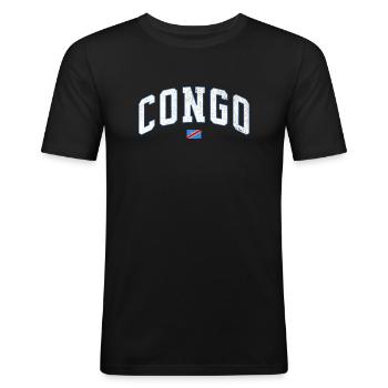 RD Congo Design : un style congolais vibrant - T-shirt près du corps Homme - noir - Devant - Nik (191cm)
