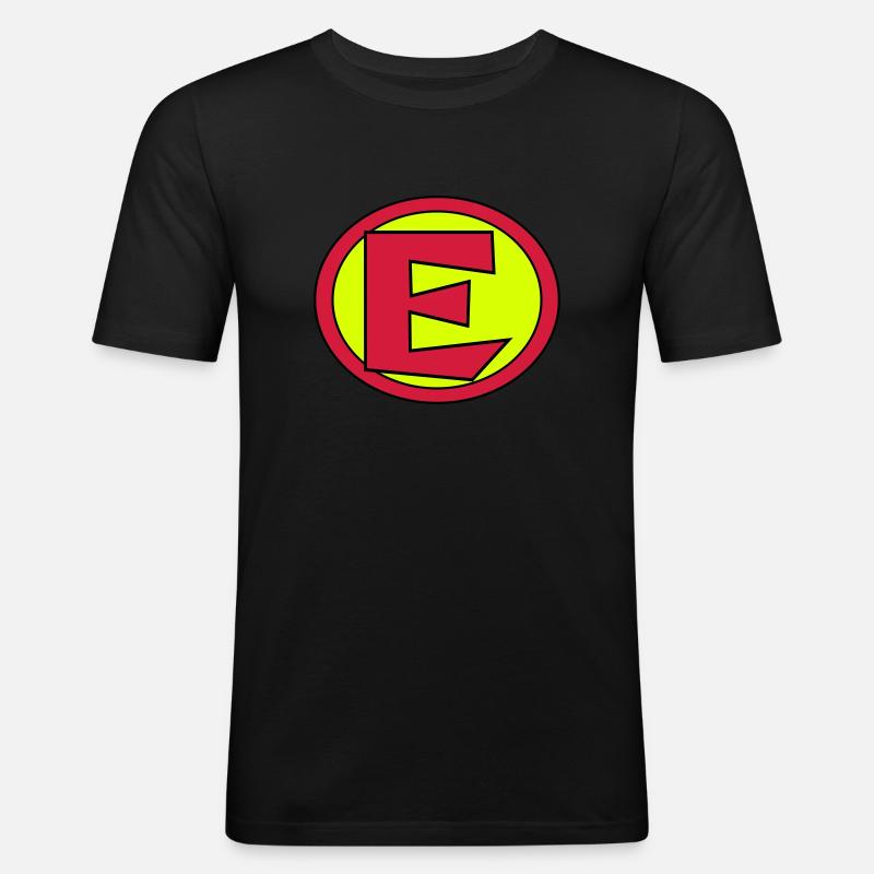 Super, Superheld, Superheldin, Hero, E - Männer Slim Fit T-Shirt - Schwarz