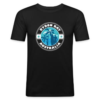 Byron Bay Australien Sommer Surf Design - Männer Slim Fit T-Shirt - Schwarz - Vorne - Nik (191cm)