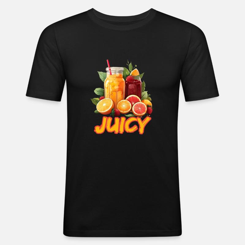 Frische Zitrusfrüchte Saftige Sommerfrüchte - Männer Slim Fit T-Shirt - Schwarz