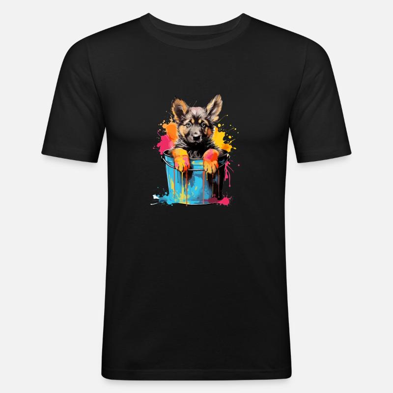 Deutscher Schäferhund Hund Hunderasse - Männer Slim Fit T-Shirt - Schwarz