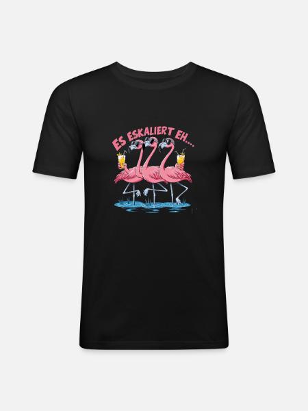Es eskaliert eh… - Männer Slim Fit T-Shirt - Schwarz