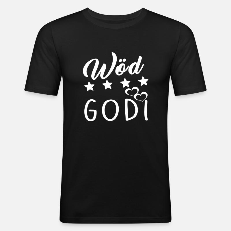 Wöd godi - Männer Slim Fit T-Shirt - Schwarz