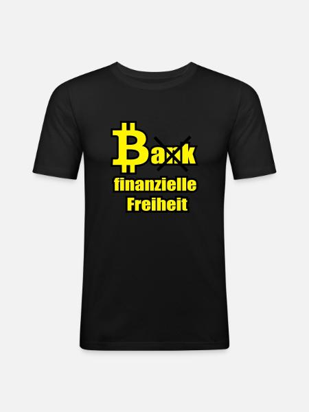 Bitcoin vs Bank - Männer Slim Fit T-Shirt - Schwarz