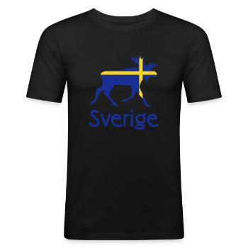 Elch Schweden Skandinavien - Männer Slim Fit T-Shirt - Schwarz - Vorne - Nik (191cm)