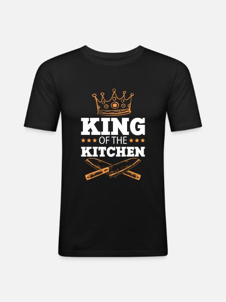 chef king saying cook - Men's Slim Fit T-Shirt - black
