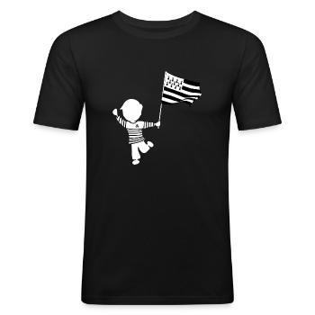 Breton flag gift t-shirt - Men's Slim Fit T-Shirt - black - Front - Nik (191cm)