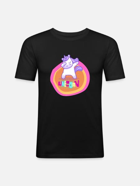 unicorn - Männer Slim Fit T-Shirt - Schwarz