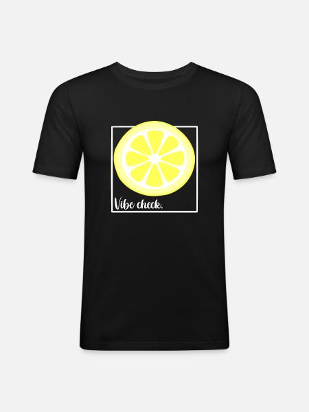 Vibe Check Zitrone - Männer Slim Fit T-Shirt - Schwarz