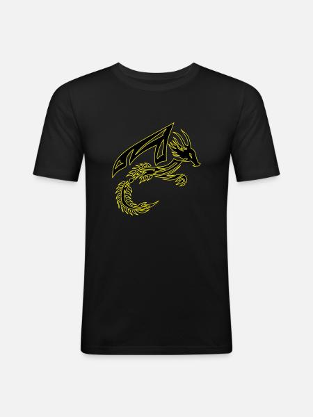 Tribal Black and Yellow Dragon - Men's Slim Fit T-Shirt - black