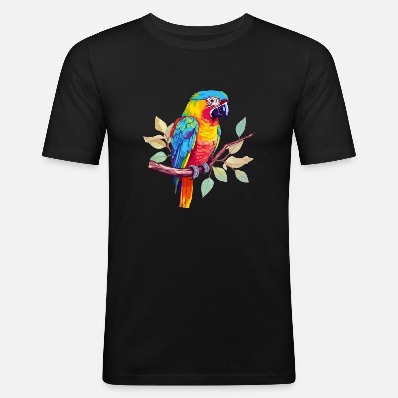Hacki der Papagei - Männer Slim Fit T-Shirt - Schwarz