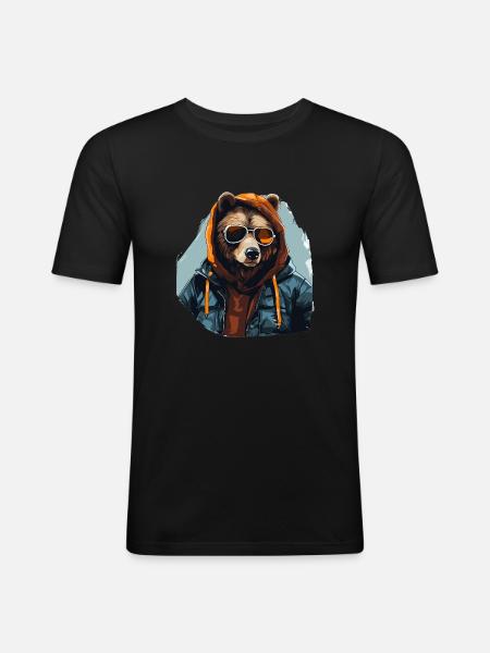 Street style bjørn | Bjørn elskere - Herre Slim Fit T-Shirt - sort