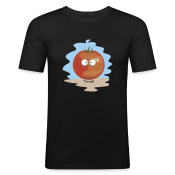 Tomate - T-shirt près du corps Homme - noir - Devant - Nik (191cm)