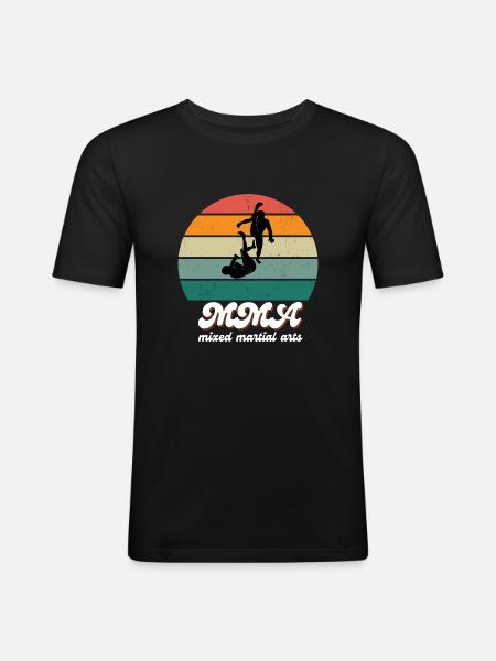 Retro-Kampfgeist-MMA - Männer Slim Fit T-Shirt - Schwarz