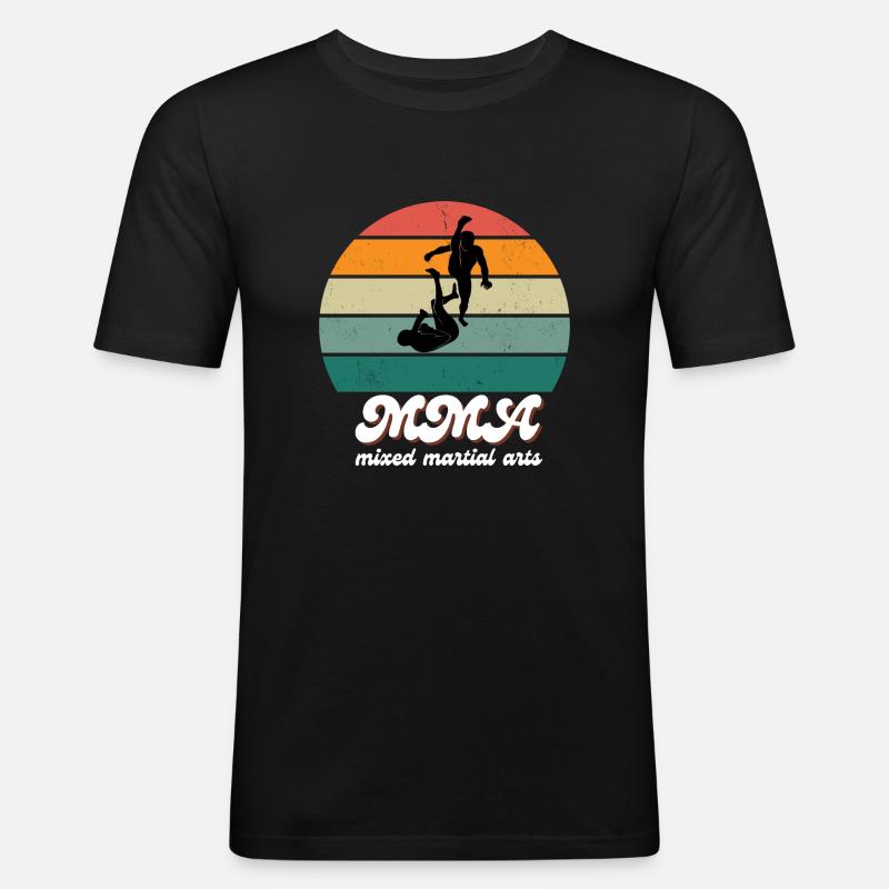 Retro-Kampfgeist-MMA - Männer Slim Fit T-Shirt - Schwarz
