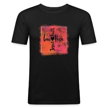 Love faith hope Jesus - Männer Slim Fit T-Shirt - Schwarz - Vorne - Nik (191cm)