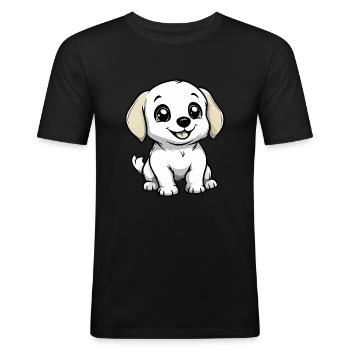 Labrador Hund Niedlich - Männer Slim Fit T-Shirt - Schwarz - Vorne - Nik (191cm)