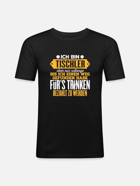 TISCHLER - Männer Slim Fit T-Shirt - Schwarz