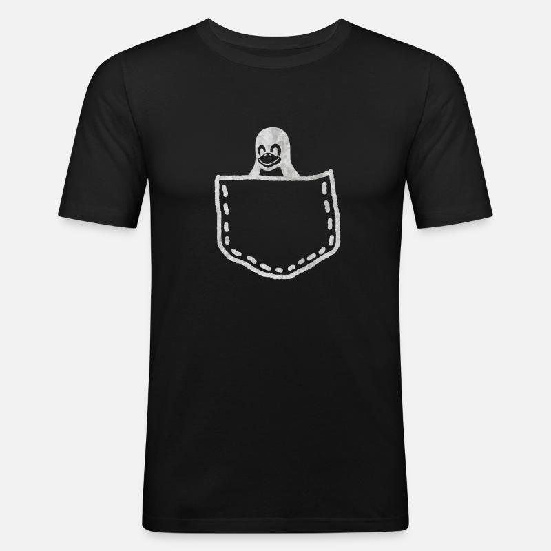 LINUX TUX PROGRAMMEUR CADEAU PINGOUIN VINTAGE - T-shirt près du corps Homme - noir