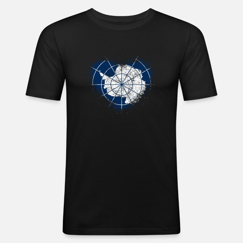 Antarktis - Männer Slim Fit T-Shirt - Schwarz