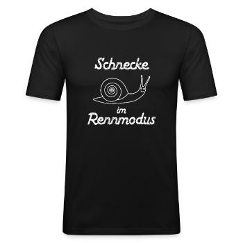 Schnecke im Rennmodus - langsamer Läufer - laufen - Männer Slim Fit T-Shirt - Schwarz - Vorne - Nik (191cm)