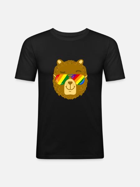 LGBT Gay Pride Orso Gay Pride - Maglietta aderente da uomo - nero
