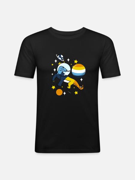 Komodowaran Astronaut Aroace - Men's Slim Fit T-Shirt - black