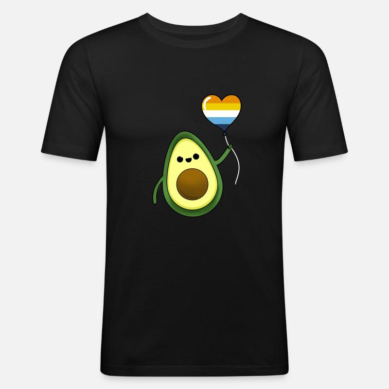 Avocado mit Aroace Pride Luftballon - Männer Slim Fit T-Shirt - Schwarz