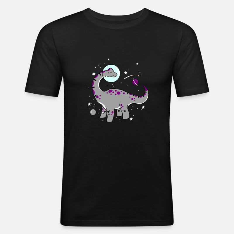 Ace Pride Dinosaurier Asexual Space - Männer Slim Fit T-Shirt - Schwarz