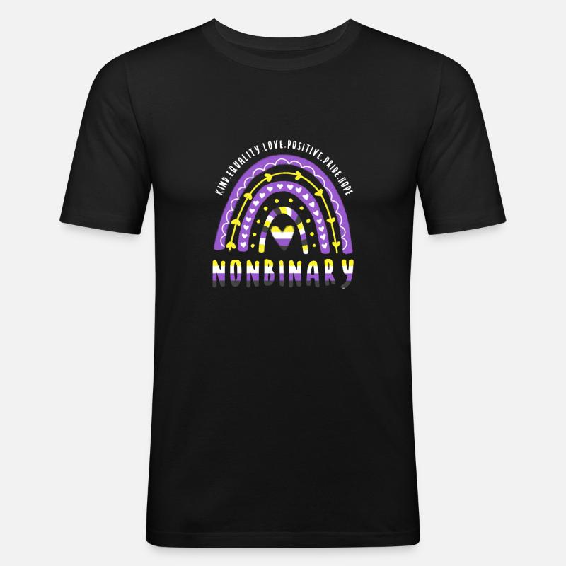 Nonbinary Pride Nonbinary Rainbow - Men's Slim Fit T-Shirt - black