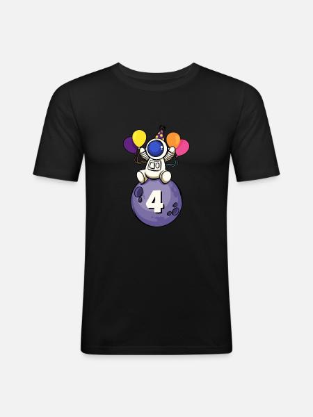 4 ans espace anniversaire 4. - T-shirt près du corps Homme - noir
