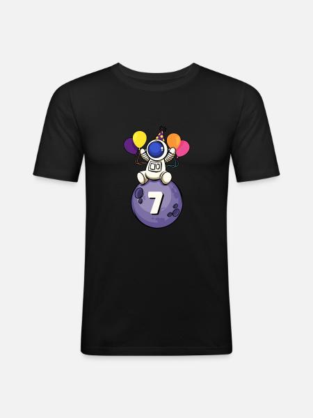 7 ans espace anniversaire 7. - T-shirt près du corps Homme - noir