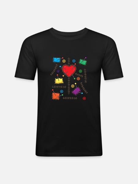 Voodoo Doll Costume Halloween - Men's Slim Fit T-Shirt - black