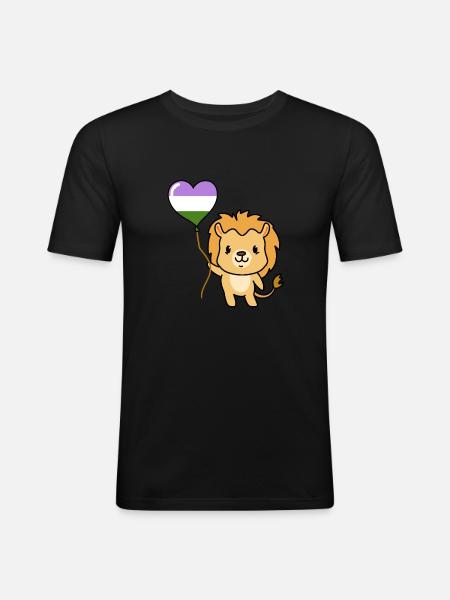Lion Balloon Genderqueer Pride - Men's Slim Fit T-Shirt - black