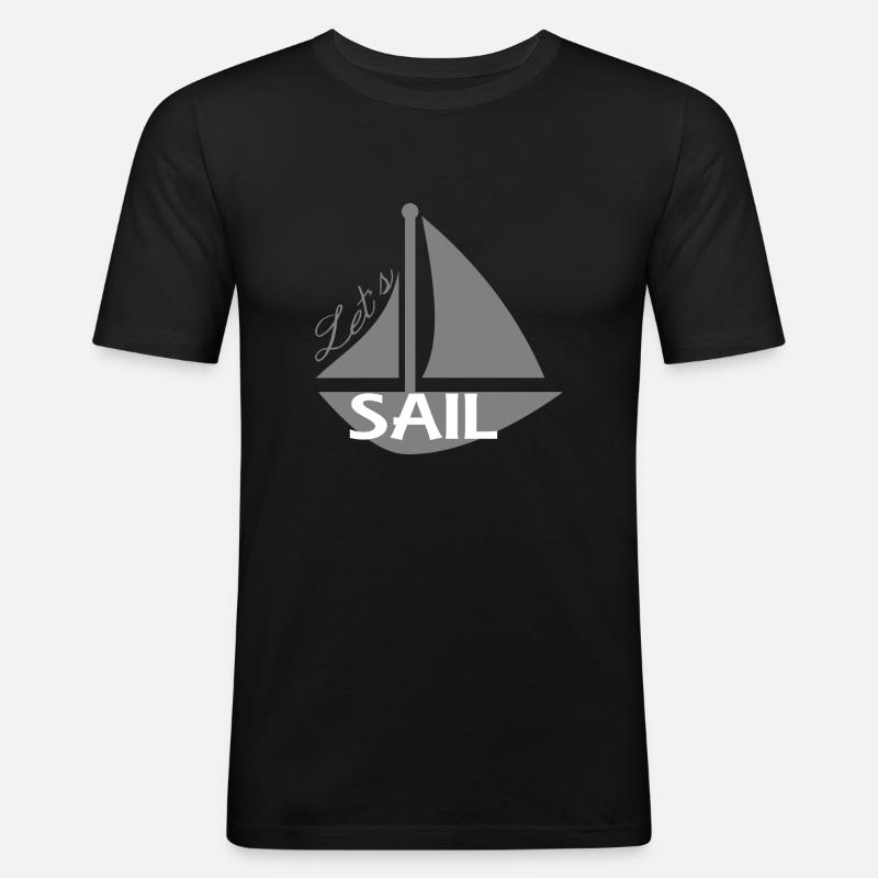 Let s sail - Männer Slim Fit T-Shirt - Schwarz
