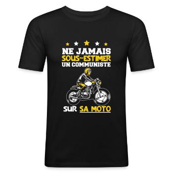 Communiste motard cadeau drôle moto biker - T-shirt près du corps Homme - noir - Devant - Nik (191cm)