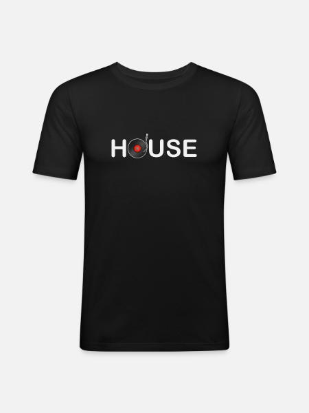 house music - Männer Slim Fit T-Shirt - Schwarz