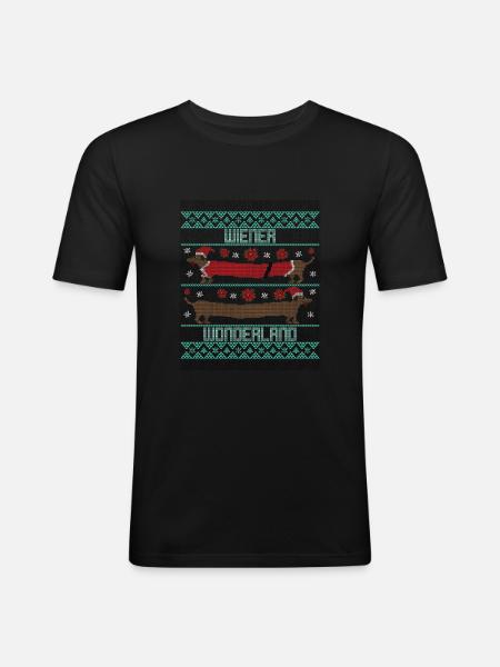 Viennese Wonderland Ugly Christmas Sweater - Men's Slim Fit T-Shirt - black