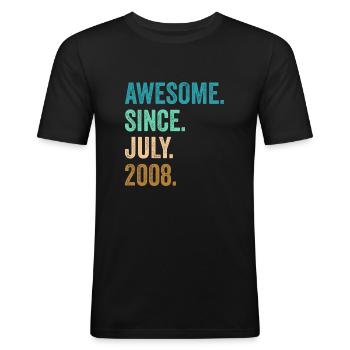 Génial depuis juillet 2008 14ème anniversaire - T-shirt près du corps Homme - noir - Devant - Nik (191cm)