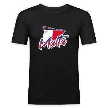Malta - Men's Slim Fit T-Shirt - black - Front - Nik (191cm)