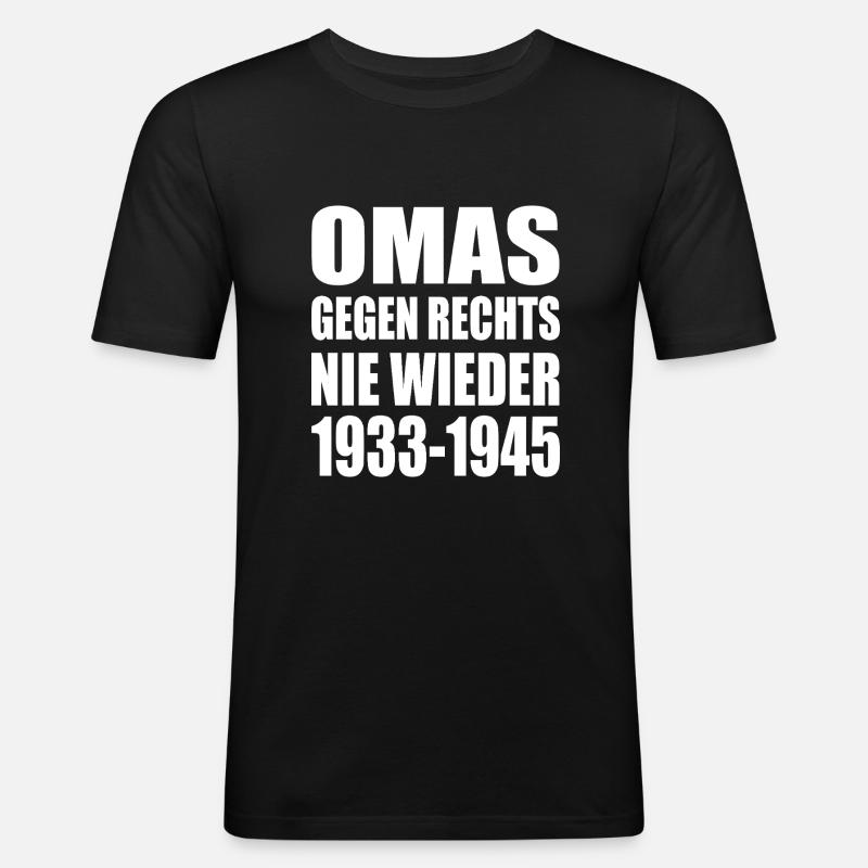 Omas gegen rechts - Männer Slim Fit T-Shirt - Schwarz