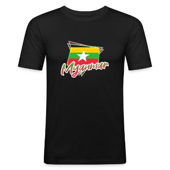 Myanmar - Men's Slim Fit T-Shirt - black - Front - Nik (191cm)
