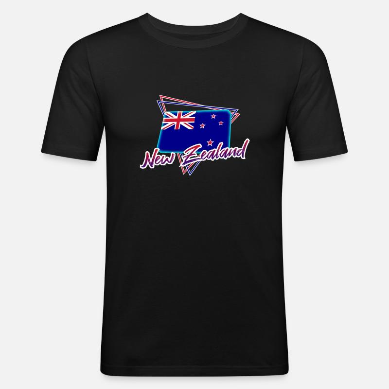 Neuseeland - Männer Slim Fit T-Shirt - Schwarz