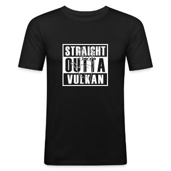 Straight Outta Vulkan - Männer Slim Fit T-Shirt - Schwarz - Vorne - Nik (191cm)