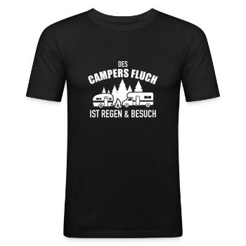 Camping - Männer Slim Fit T-Shirt - Schwarz - Vorne - Nik (191cm)
