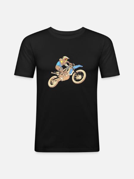 Motocross - Männer Slim Fit T-Shirt - Schwarz