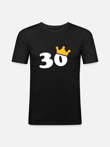 30 couronne 30 ans 30 ans - T-shirt près du corps Homme - noir